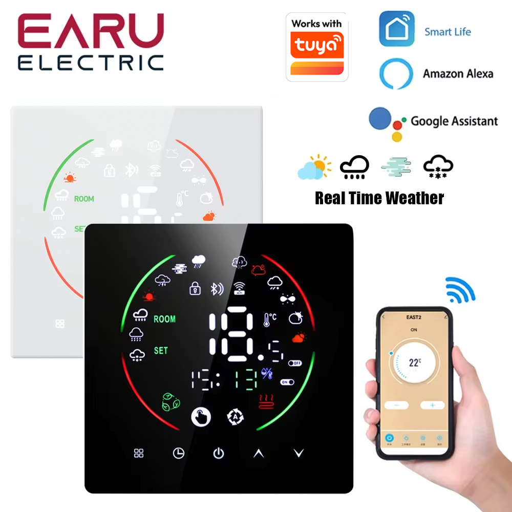 Smart Home Package - Tuya-インテリジェントWIFIサーモスタット,電気床暖房,trv,水,ガスボイラー,温度,音声,Google Homeリモコン