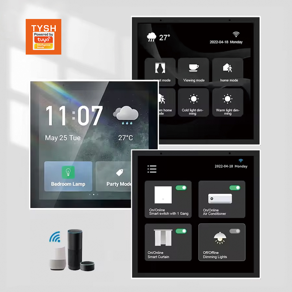Smart Home Touchscreen Control Panel - TYSH Zigbeeスマートホームデバイス壁埋め込み式集中制御スイッチパネル Alexa対応4インチタッチスクリーンスマートスイッチ