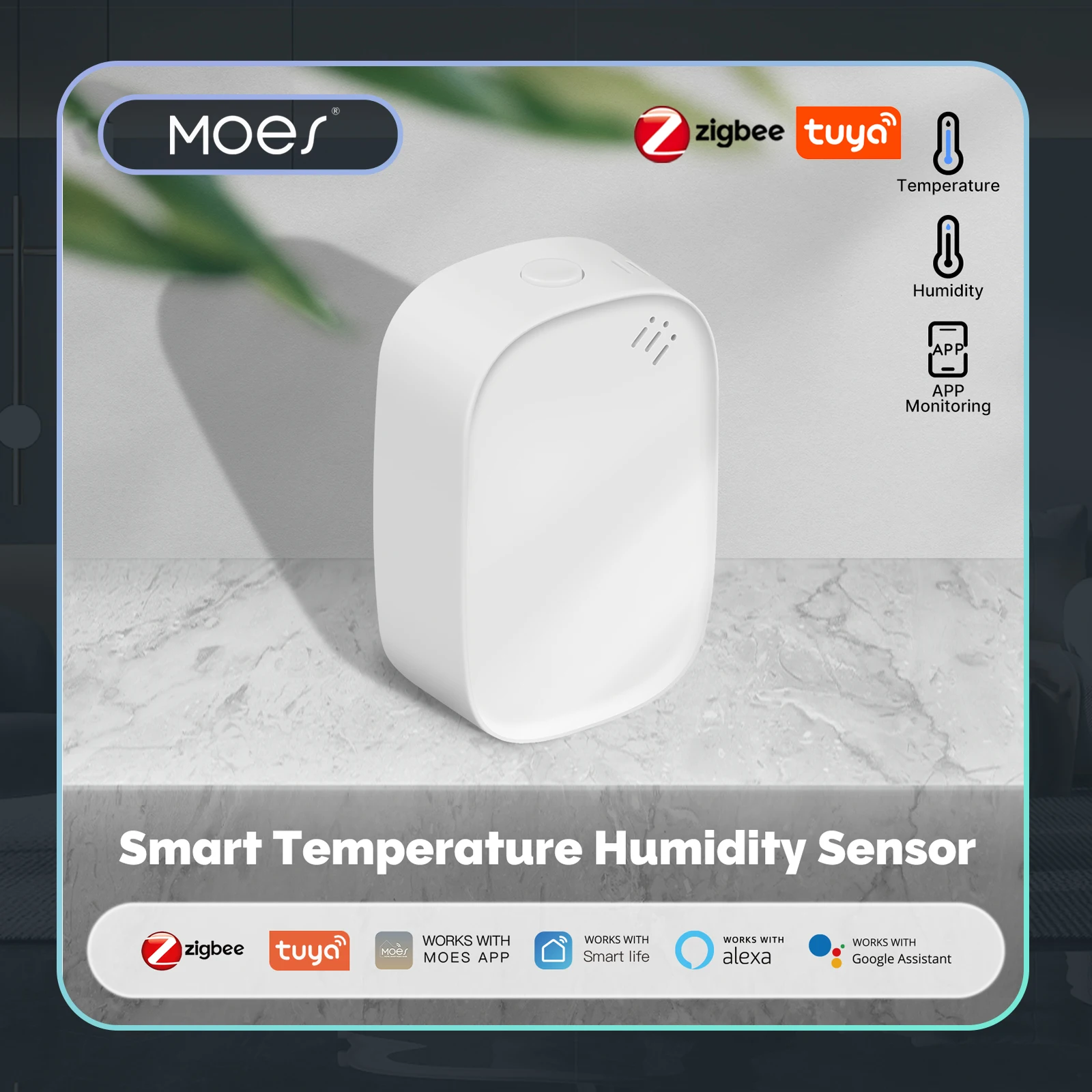 Smart Home Furniture - MOES Tuya Zigbee スマート温度湿度センサー室内湿度計アプリ監視 Alexa Google