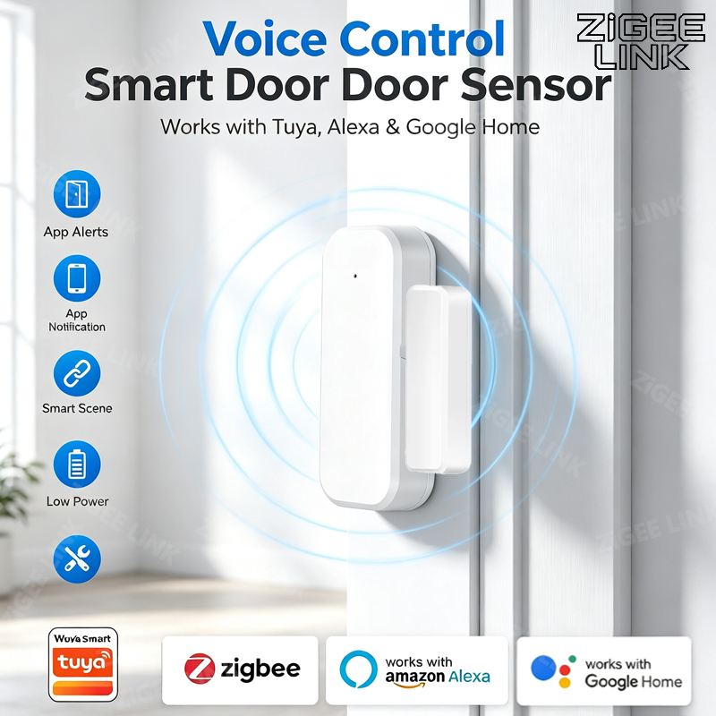 Smart Home Voice Assistant - Zigbee3.0 ドア窓盗難防止センサー ワイヤレス磁気検出器 APP アラームリマインダー 音声制御サポート