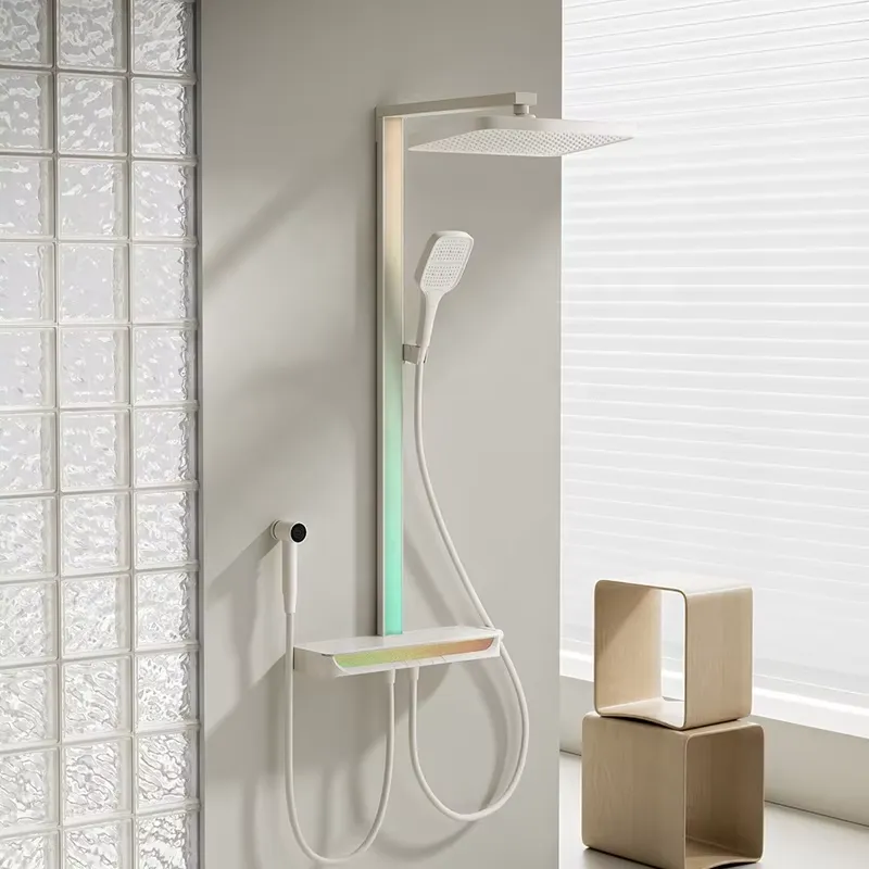 Smart Home In Us - 真鍮製デジタル滝シャワーセット壁掛けレインピアノスマートマッサージサーモスタット浴室設備高級スパホームバス