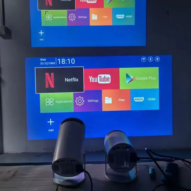 Smart Home Project - 最新HY300 Proスマートプロジェクター 自動チャートプロジェクター ミニホームシアター 映画 Android