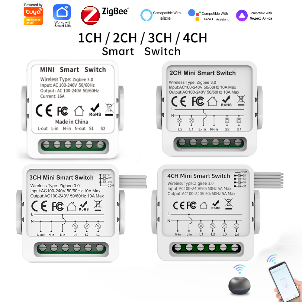 Smart Home Project - Tuya Zigbee 3.0 スマートスイッチ 1/2/3/4ウェイ ミニスマートライトブレーカー