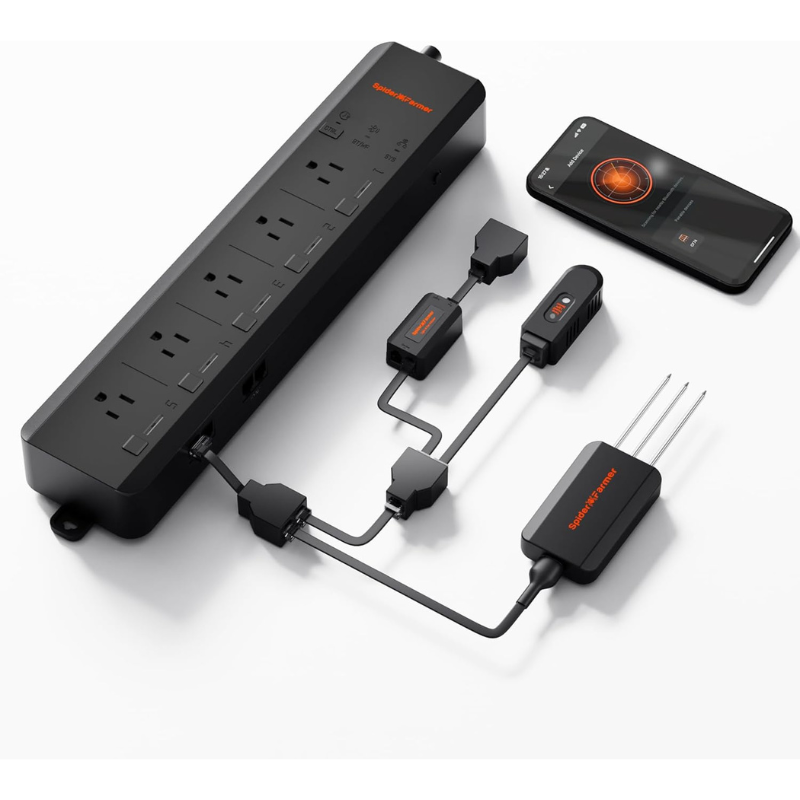 Smart Power Strip - スパイダーファーマー5 ACスマートアプリ制御コンセント 3 in 1 土壌センサー