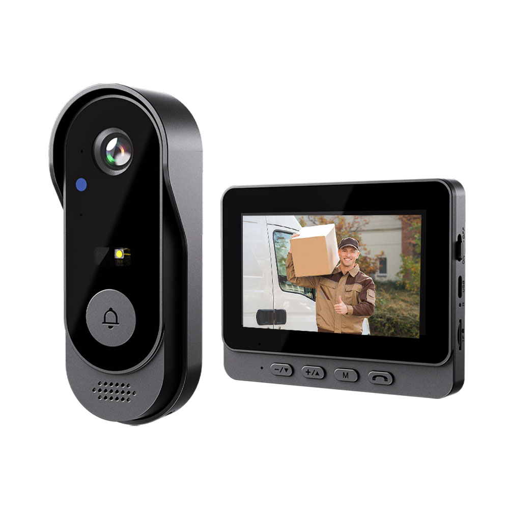 Smart Home In Us - X8スマートビデオドアベルカメラインターホン480P OLED 4.3インチスクリーン赤外線ナイトビジョン双方向音声電気バッテリー式家庭用