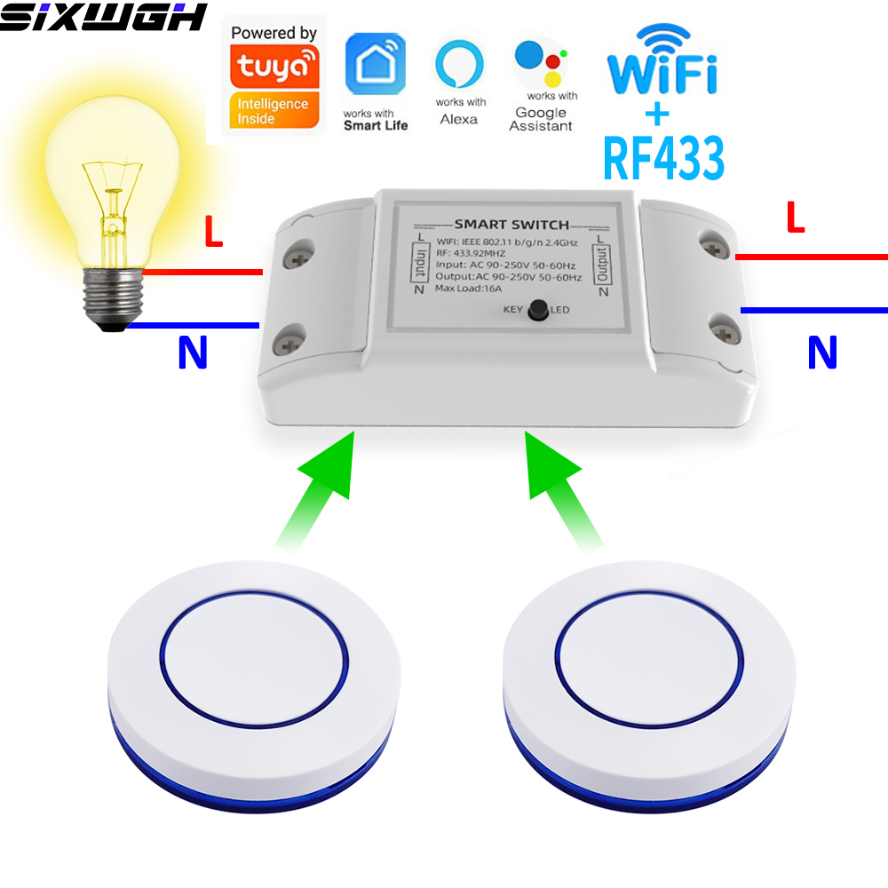 Smart Home Integration - 16A WiFi Tuya スマートスイッチ ワイヤレスリモコンタイマースイッチ 互換性のあるスマートライフアプリ