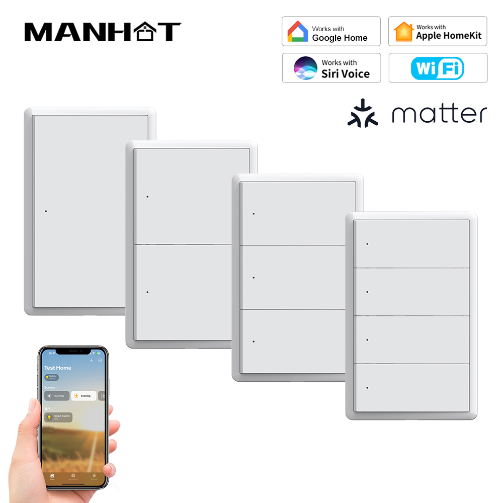 Smart Home Integration - MANHOT ホームキット WiFi スマートスイッチ ニュートラル配線不要 USスイッチ