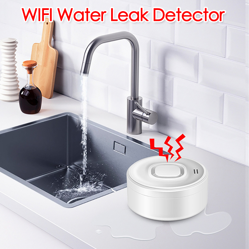 Wifi Water Leak Detector - スマートWIFI水漏れ検知器 100dB大音量アラーム リモートリアルタイムAPPアラート ワイヤレスステレオセンサー Alexa Google対応