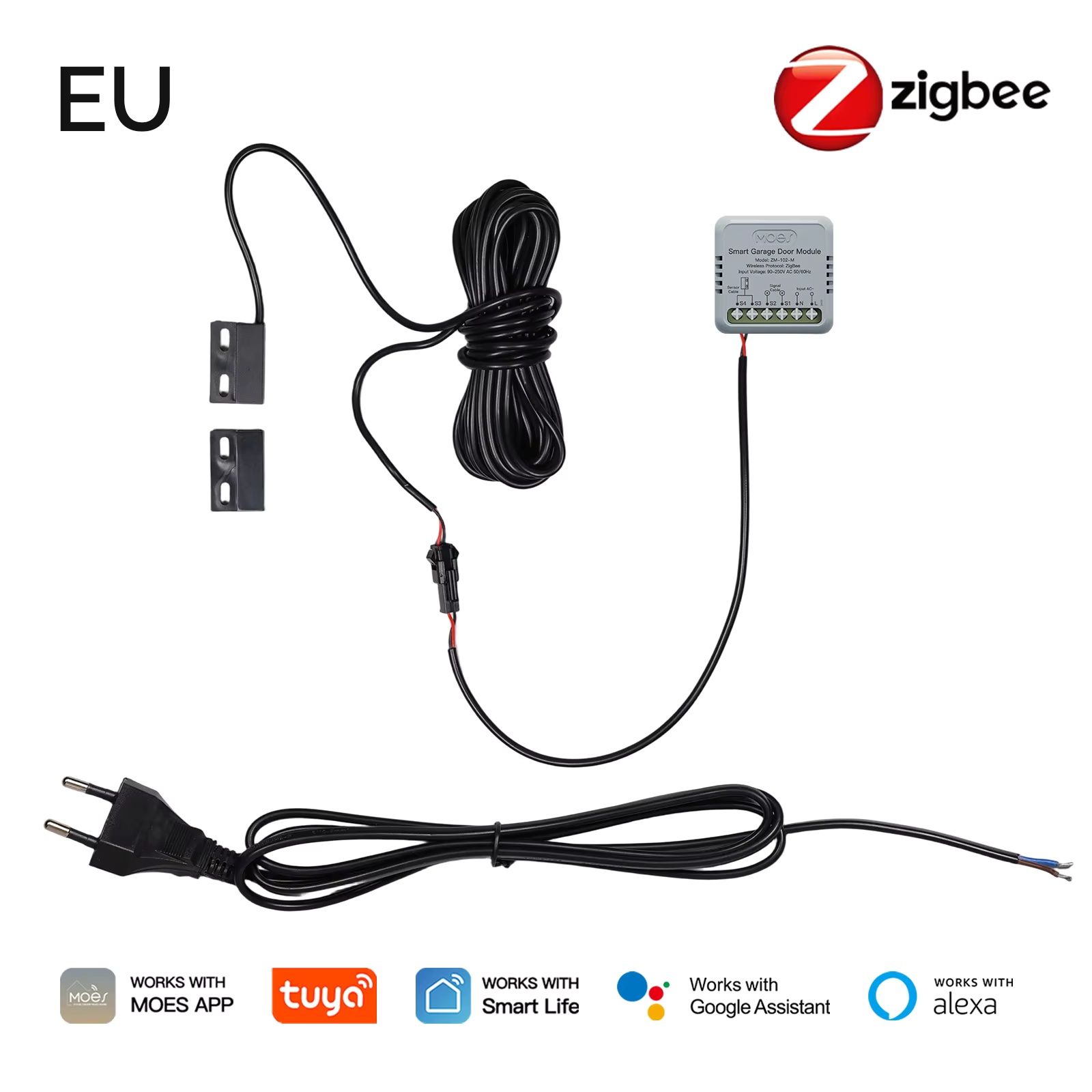Smart Home Voice Assistant - MOES Zigbee ガレージドアコントローラーモジュールは Tuya/Smart Life Alexa