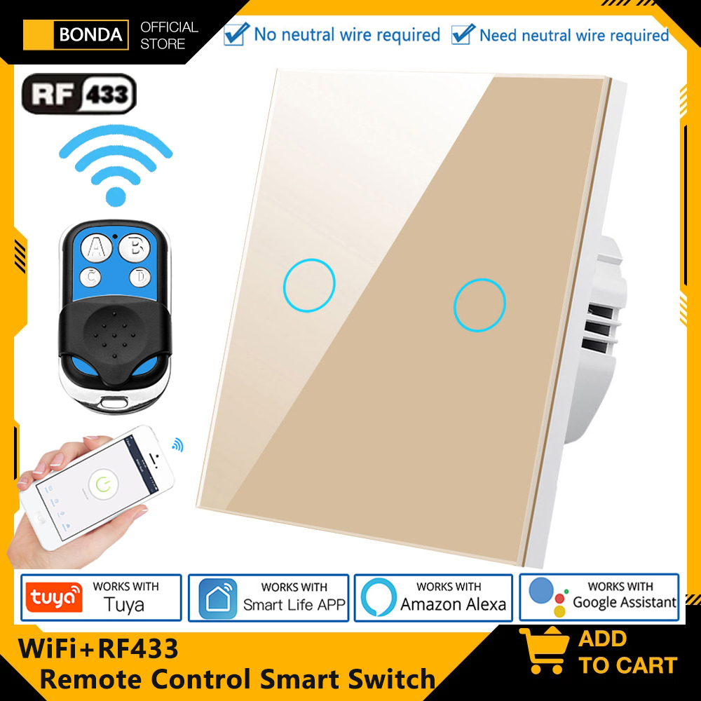 Smart Home Integration - Tuya EU WiFi + RF433 スマートリモコンスイッチ中性線不要