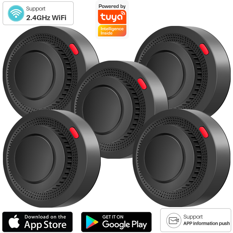 Smart Smoke Detector - 2.4G WiFi煙感知器ワイヤレスセンサー火災警報器家庭用キッチンセキュリティシステムtuyaスマートライフアプリ対応アラートサウンドアラーム