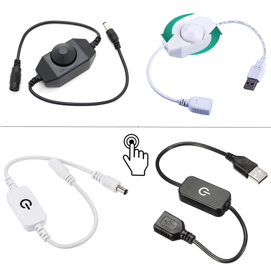 Smart Power Strip - ノブタッチ調光スイッチ USB DCプラグ スマート調光 0〜100% スイッチ