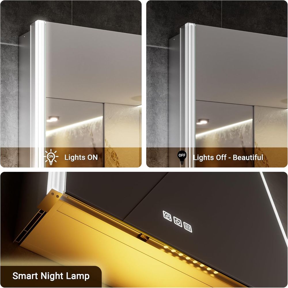 20x32 ライト付き薬棚ミラー（ライト＆スマートナイトラン - Smart Home Furniture のレビューと価格