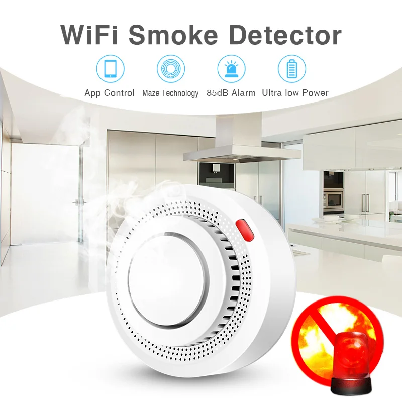 Tuya スマート WiFi 煙センサー防火煙探知機 85d - Smart Smoke Detector のレビューと価格