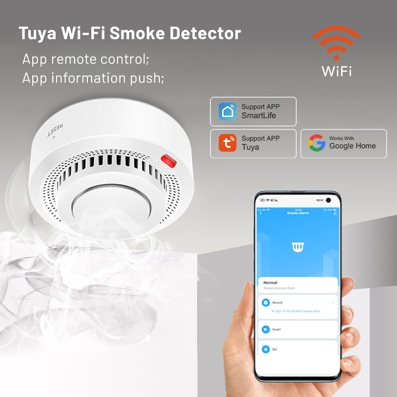 Tuya スマート WiFi 煙センサー防火煙探知機 85d - Smart Smoke Detector のレビューと価格