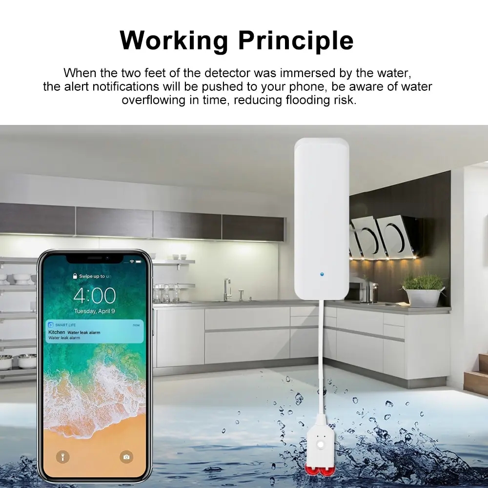 Tuya-漏水センサー,水,オーバーフローレベル,セキュリテ - Wifi Water Leak Detector のレビューと価格