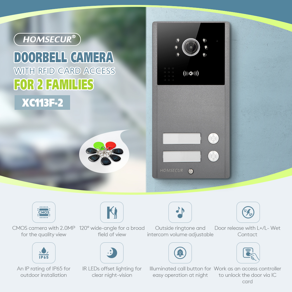 4線式XC113F-2 HD屋外ドアベルカメラIP65+5個 - Video Doorbell のレビューと価格