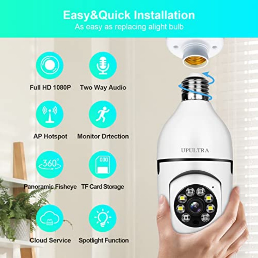 電球型1080PセキュリティワイヤレスカメラWifiスマート - Smart Bulb のレビューと価格