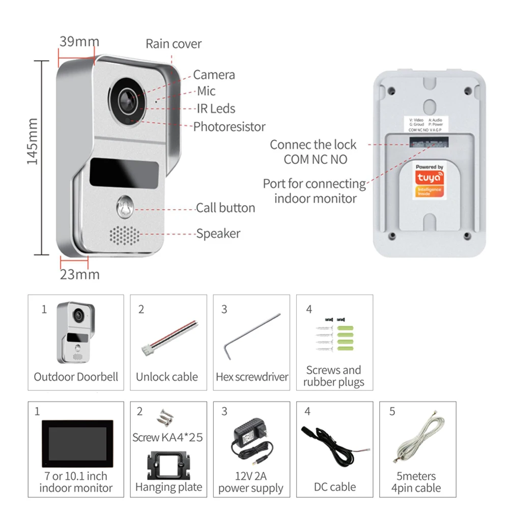 ドアインターホン ドアベル、10.1インチ、1080P HD - Video Doorbell のレビューと価格