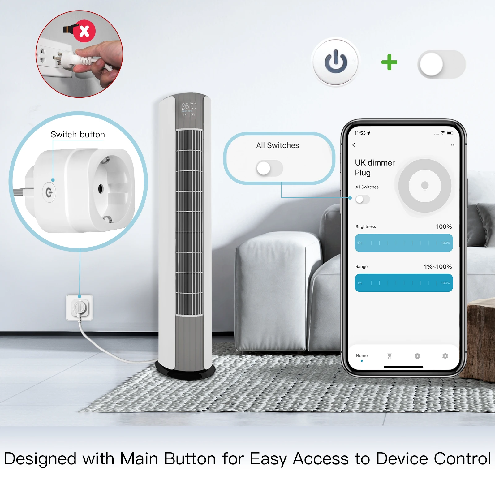 MOES Tuya WiFi スマートプラグ 調光可能な電源 - Smart Home Project のレビューと価格