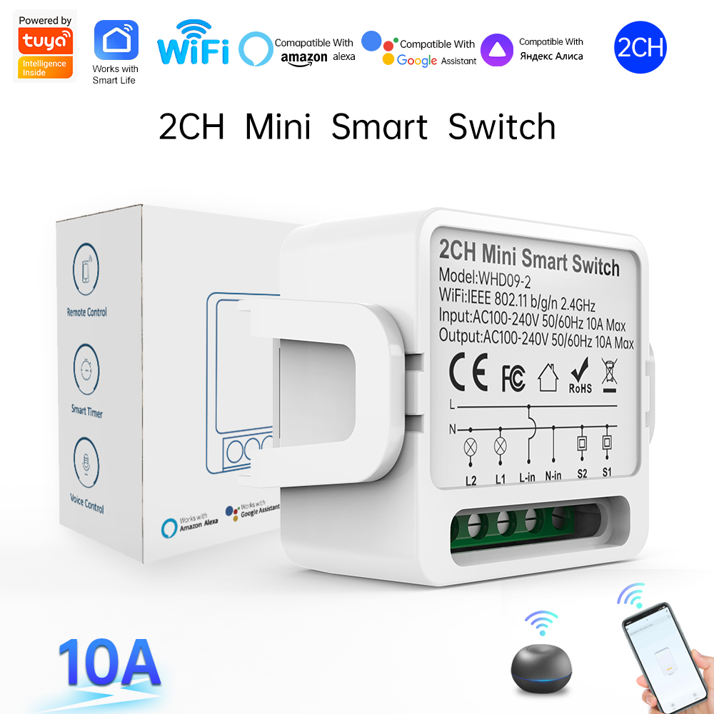 2ウェイTuyaスマートスイッチ2連スマートライトブレーカー - Smart Home Integration のレビューと価格