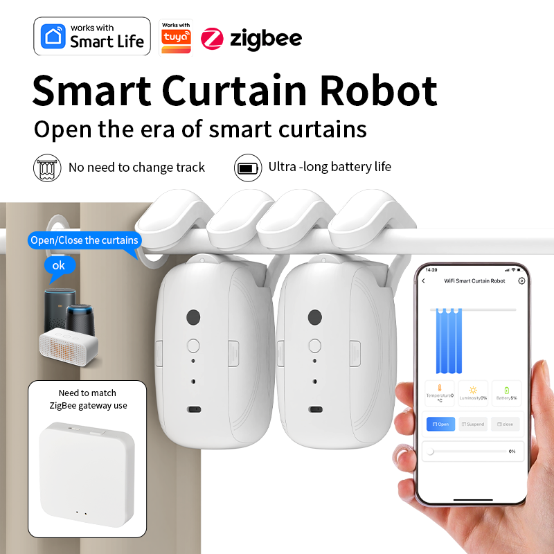 Zigbeeスマートカーテンドライバーロボット 自動カーテン - Smart Home Robot のレビューと価格