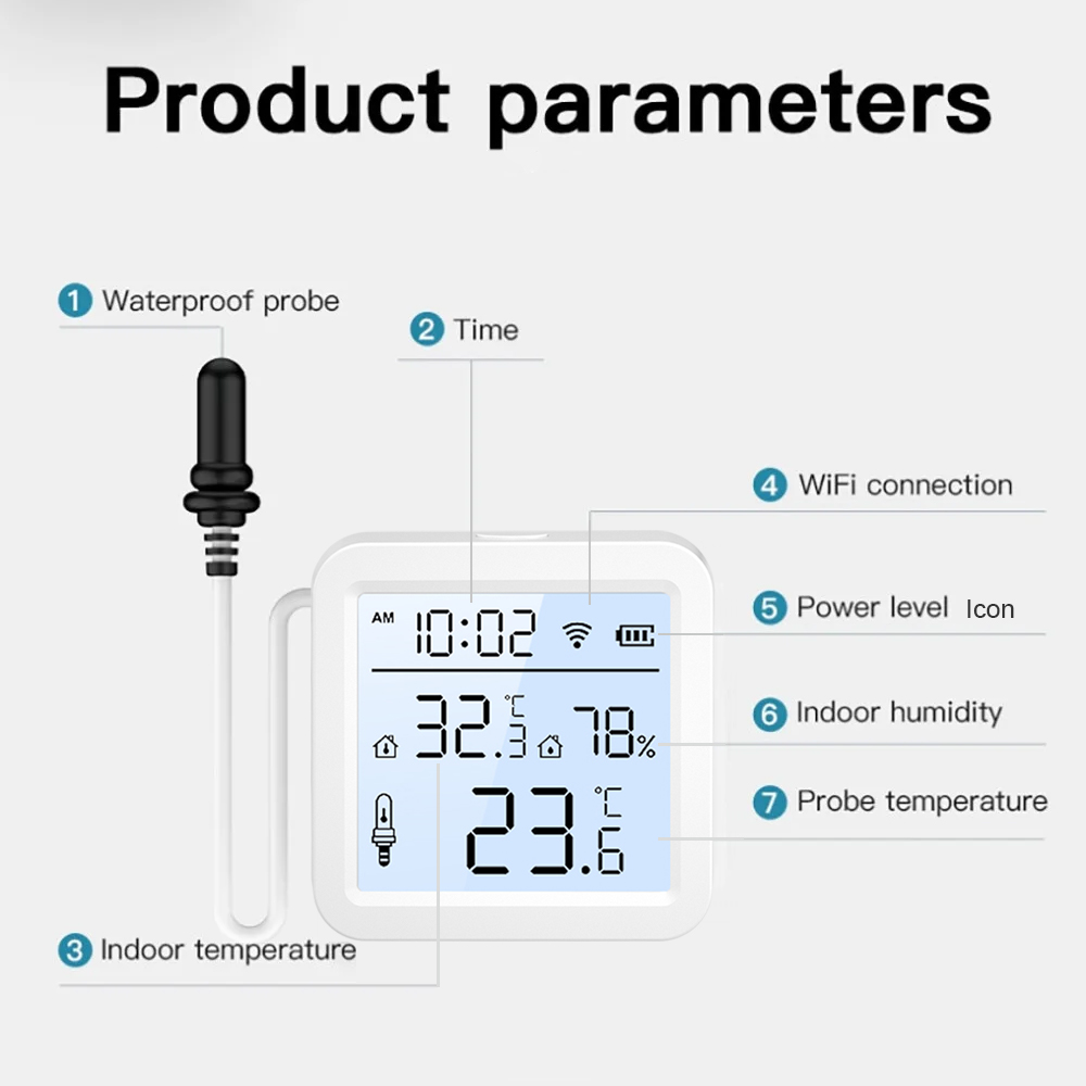 外部プローブ付きWiFi湿度温度センサー、屋内/屋外用Tuy - Smart Home Furniture のレビューと価格