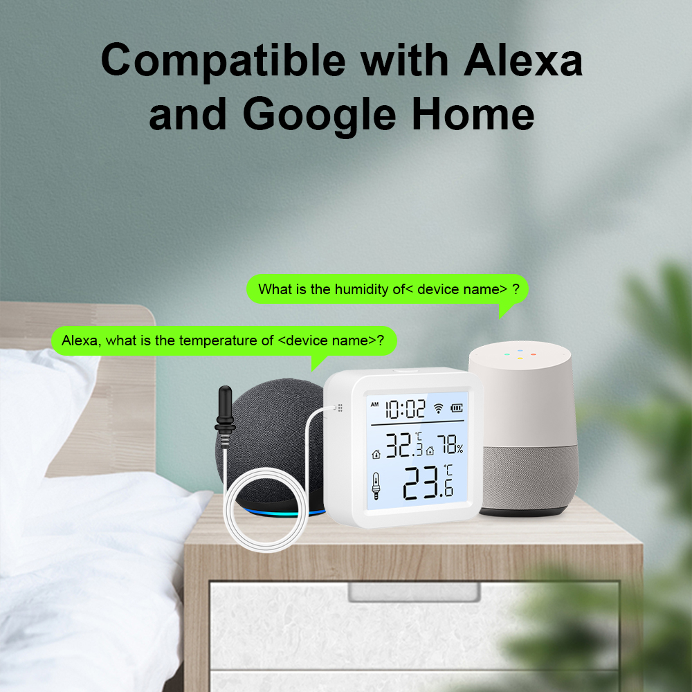 外部プローブ付きWiFi湿度温度センサー、屋内/屋外用Tuy - Smart Home Furniture のレビューと価格