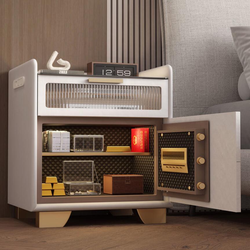 モダンな軽量木製ロックパネルベッドサイドテーブル、ワイヤレス - Smart Home Furniture のレビューと価格