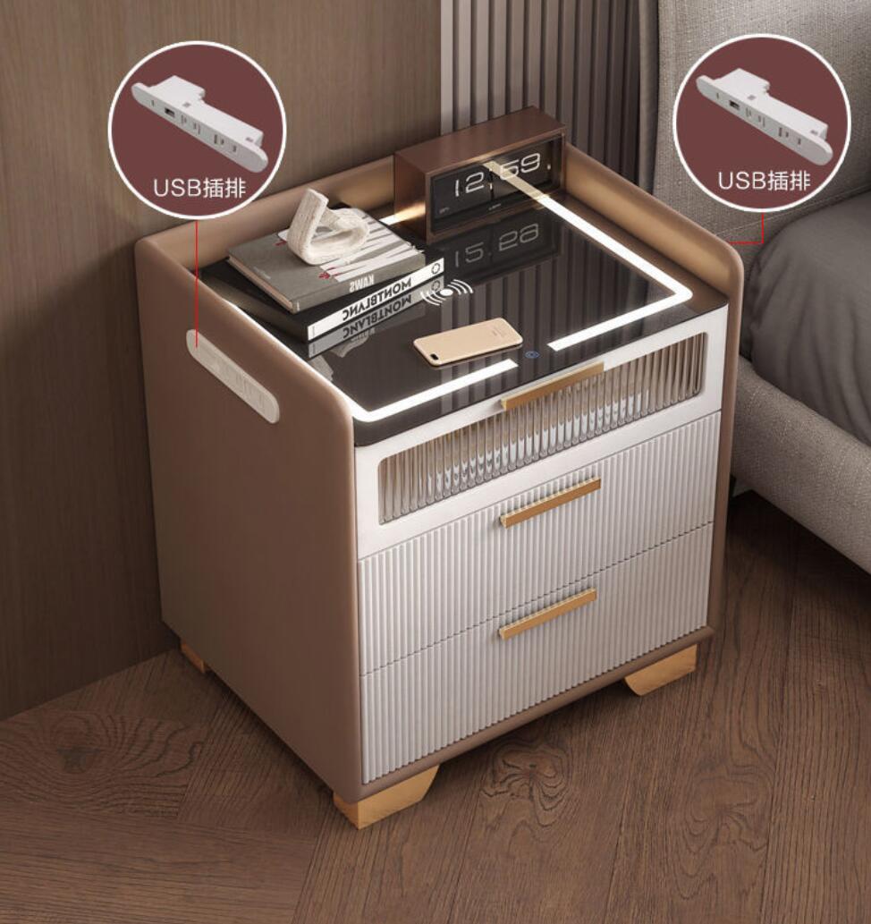 モダンな軽量木製ロックパネルベッドサイドテーブル、ワイヤレス - Smart Home Furniture のレビューと価格