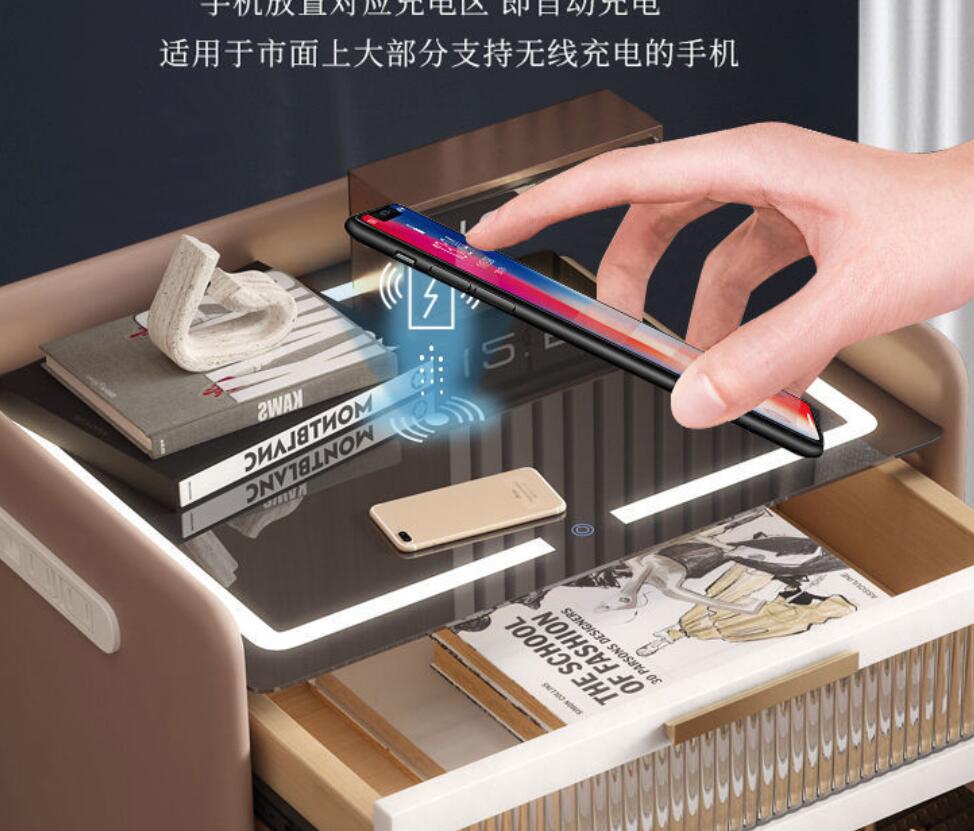 モダンな軽量木製ロックパネルベッドサイドテーブル、ワイヤレス - Smart Home Furniture のレビューと価格