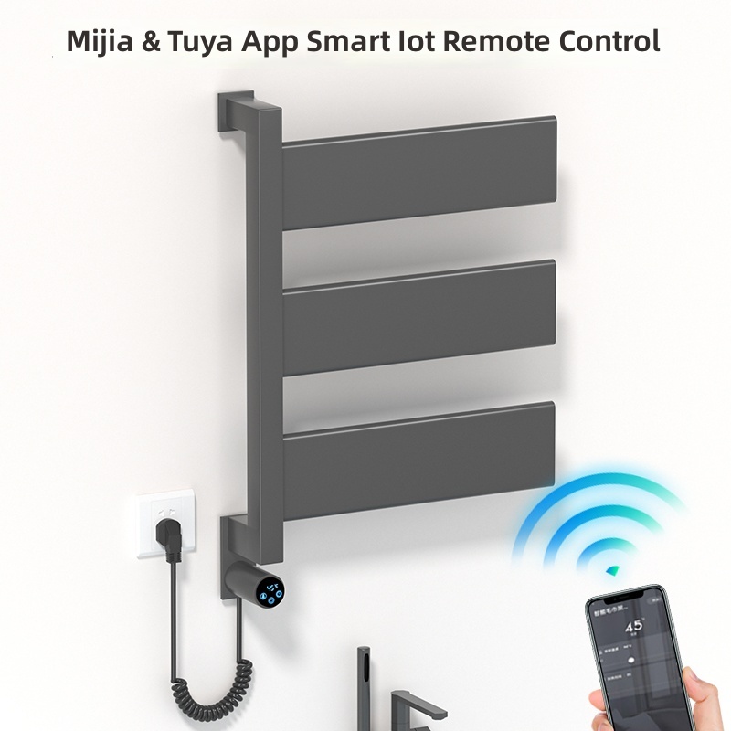 垂直壁掛け式3バー電気加熱タオルラック ステンレス製 防水  - Smart Home In Us のレビューと価格