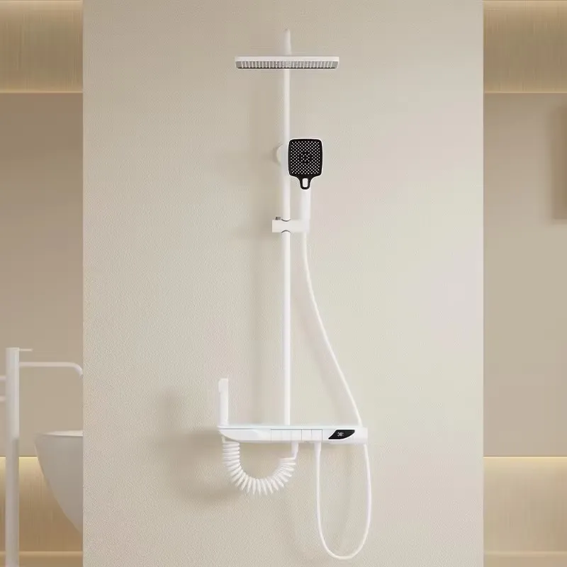 スマートデジタルサーモスタットシャワーセット真鍮ピアノキーバ - Smart Home In Us のレビューと価格
